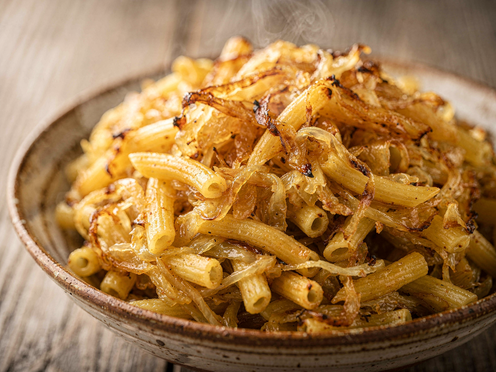 Close-up of makaróni káposztával showing tender cabbage and pasta mixed together in a traditional Hungarian bowl