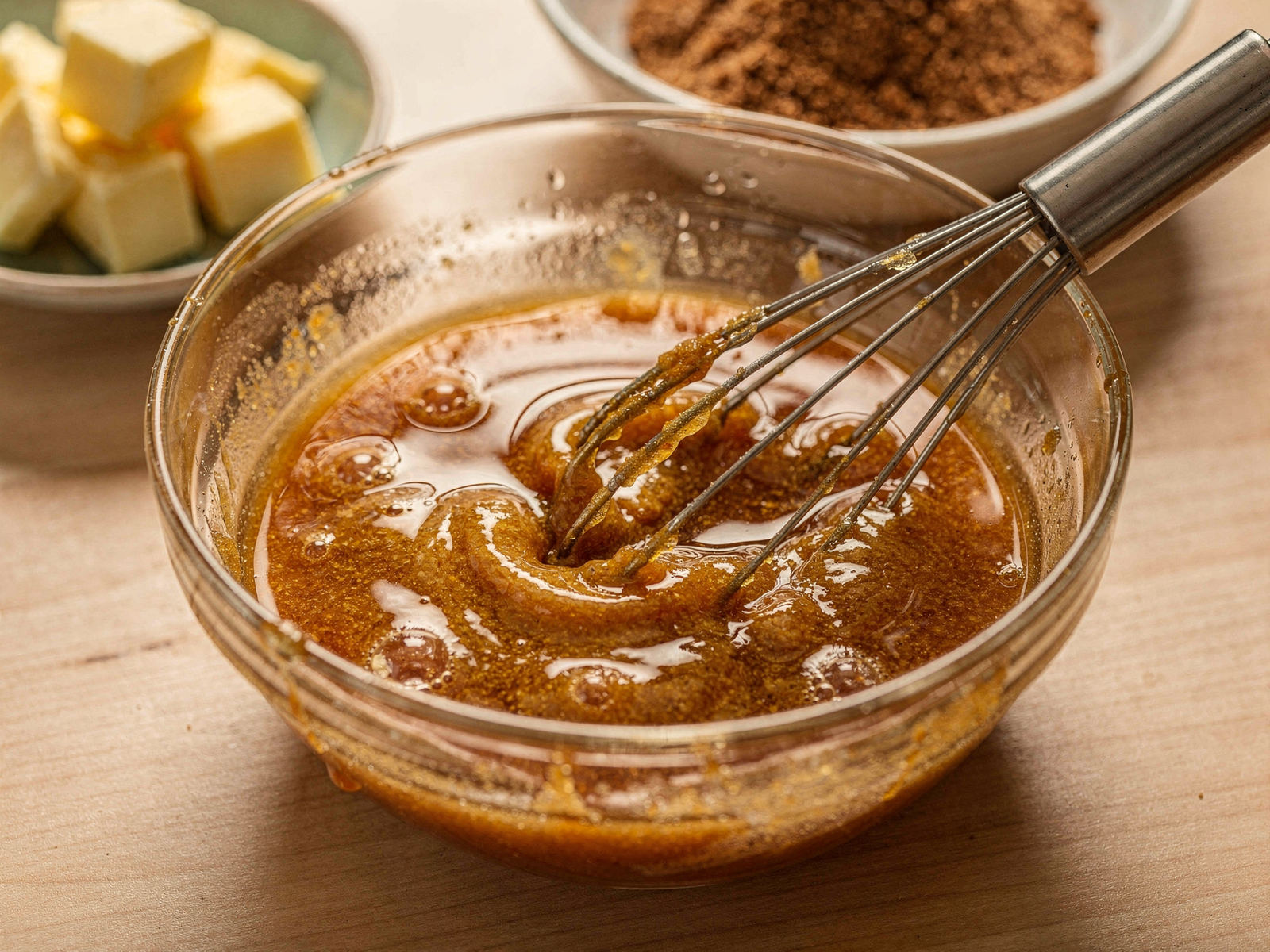 melted butter mixed with brown sugar and vanilla extract for quick buttery sweet pasta sauce